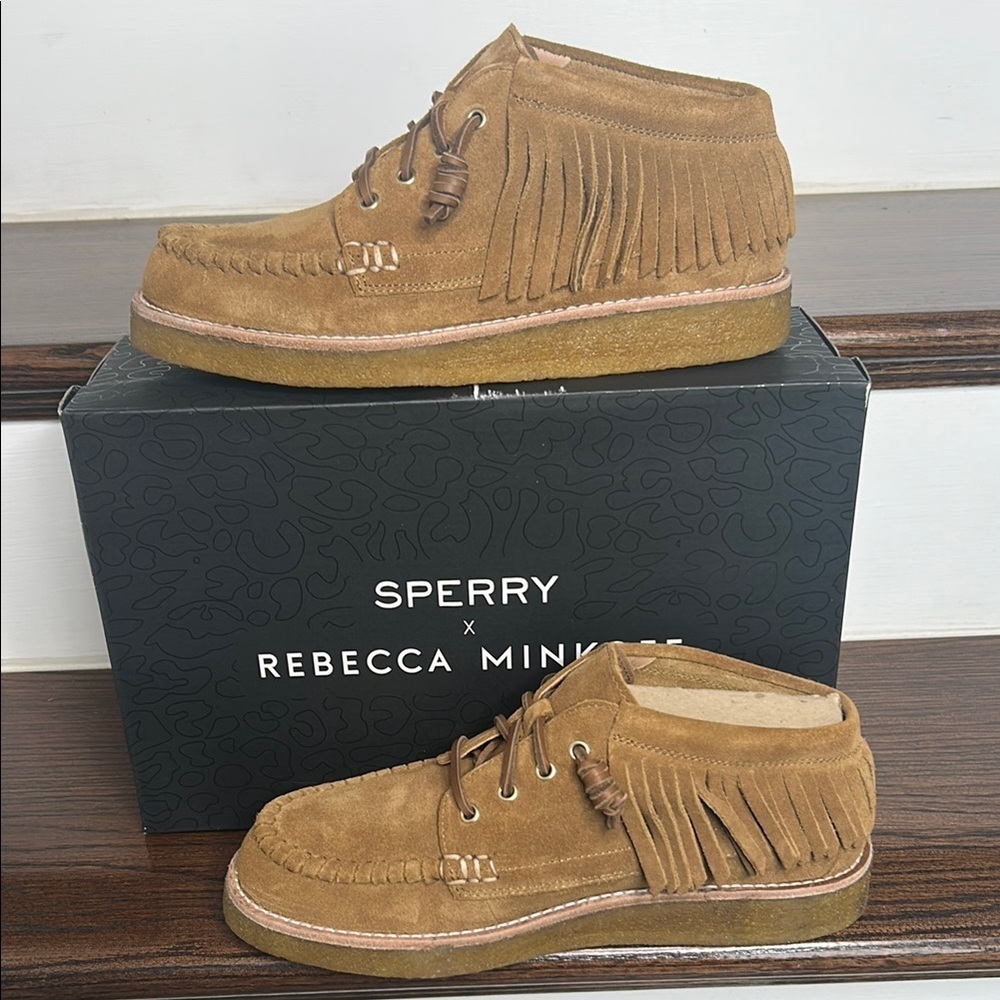 Rebecca Minkoff x Sperry Collab. Women’s Brown Fringe Chukka Suede Booties,9.5M - Picture 7 of 13